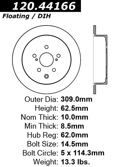 Stoptech Centric Performance Brake Rotor 120.44166