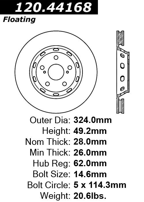 Stoptech Centric Performance Brake Rotor 120.44168