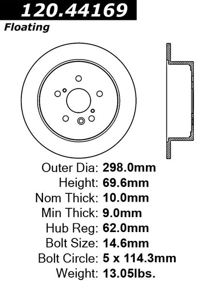 Stoptech Centric Performance Brake Rotor 120.44169