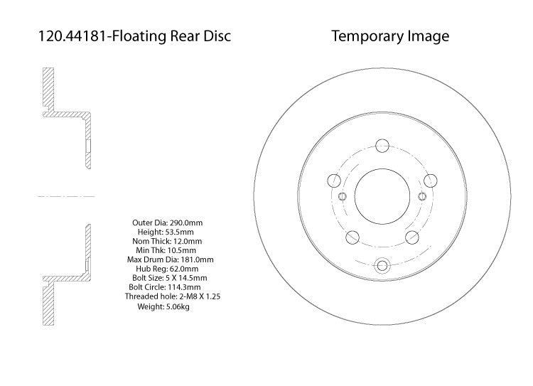 Centric Parts Disc Brake Rotor Premium with E-Coat for 2016-2018 Toyota Mirai 2012-2017 Prius V 120.44181