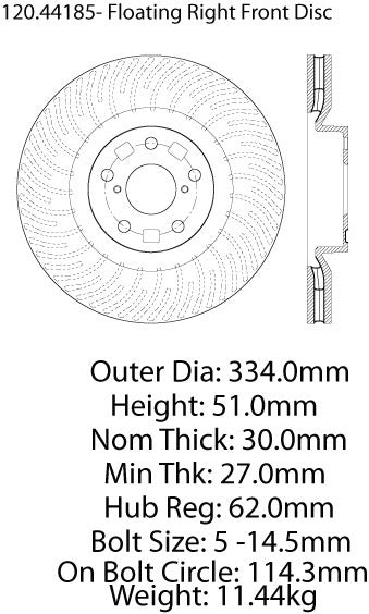 Stoptech Centric Performance Brake Rotor 120.44185
