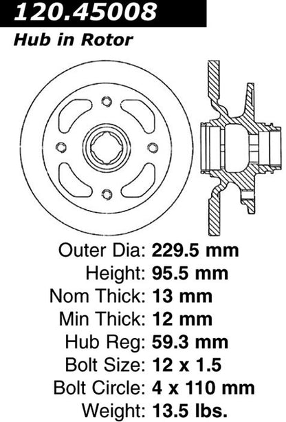 Stoptech Centric Performance Brake Rotor 120.45008