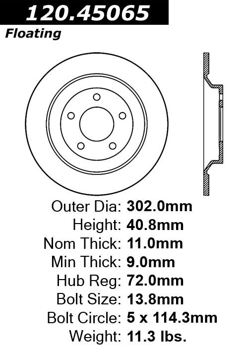 Stoptech Centric Performance Brake Rotor 120.45065