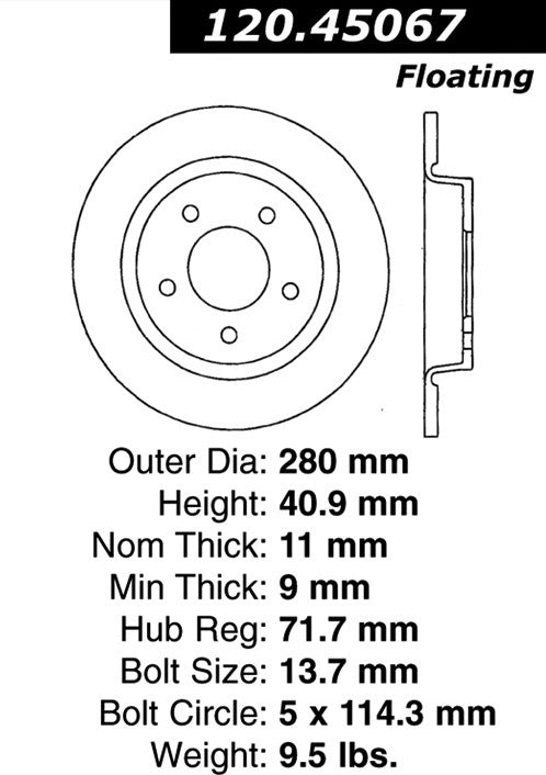 Centric Parts Disc Brake Rotor Premium with E-Coat for 2004-2013 Mazda 3 120.45067