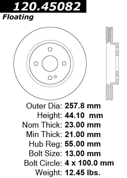 Stoptech Centric Performance Brake Rotor 120.45082