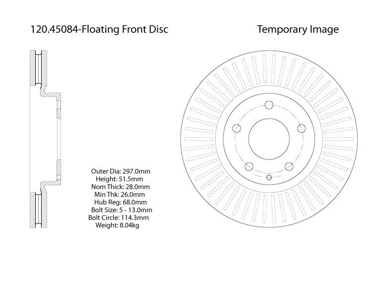 Centric Parts Disc Brake Rotor Premium with E-Coat for 2014-2016 Mazda 6, 2013-2015 CX-5, 2017 CX-5 120.45084