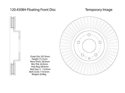 Centric Parts Disc Brake Rotor Premium with E-Coat for 2014-2016 Mazda 6, 2013-2015 CX-5, 2017 CX-5 120.45084