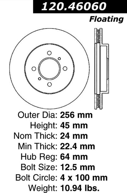 Stoptech Centric Performance Brake Rotor 120.46060