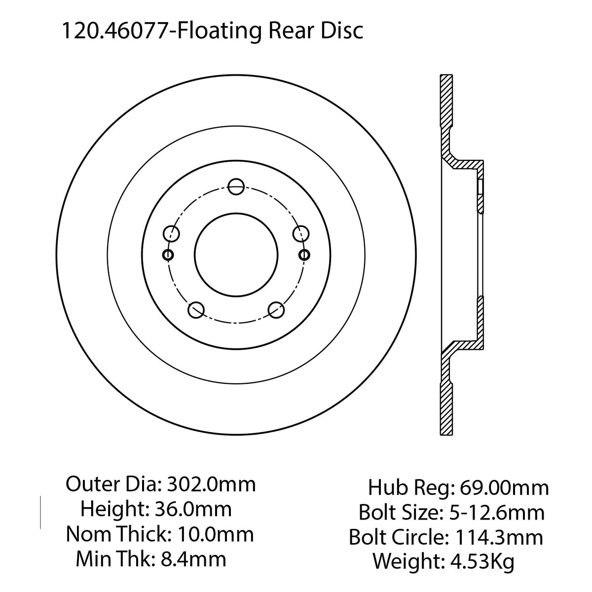 Centric Parts Disc Brake Rotor Premium with E-Coat for 2015-2013 Mitsubishi ASX 120.46077