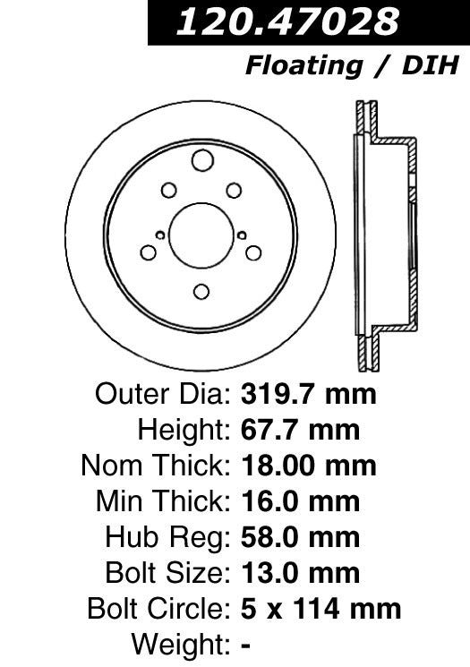 Centric Parts Disc Brake Rotor Premium E-Coat for 2006-2007 and 2008-2014 Subaru Tribeca 120.47028