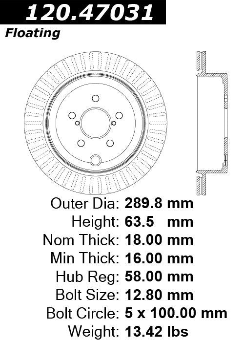 Centric Parts Disc Brake Rotor Premium E-Coat for 2016-2013 Scion FR-S Subaru BRZ 2020-2013 120.47031