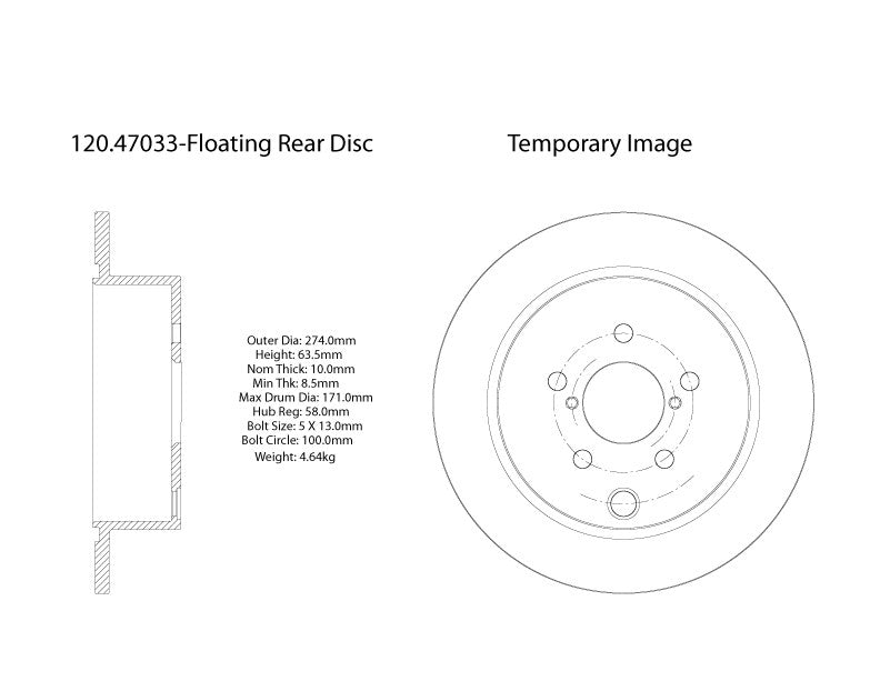 Centric Parts Disc Brake Rotor with E-Coat coating for 2016-2023 Subaru Crosstrek, 2014-2018 Forester, 2012-2023 Impreza, 2013-2015 XV Crosstrek 120.47033