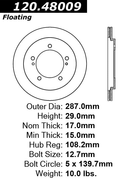 Centric Parts Disc Brake Rotor Premium with E-Coat for 1999-2004 Chevrolet Tracker Suzuki Vitara 120.48009