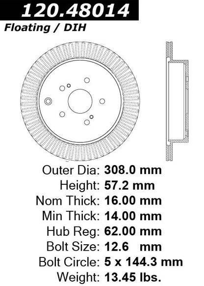 Stoptech Centric Performance Brake Rotor 120.48014
