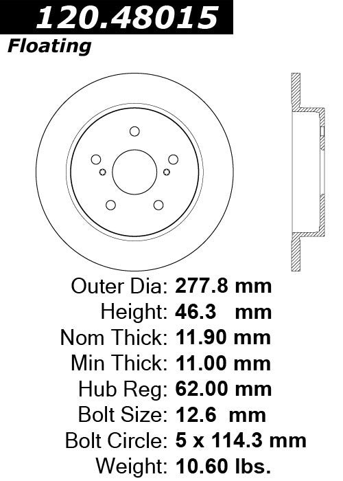 Stoptech Centric Performance Brake Rotor 120.48015