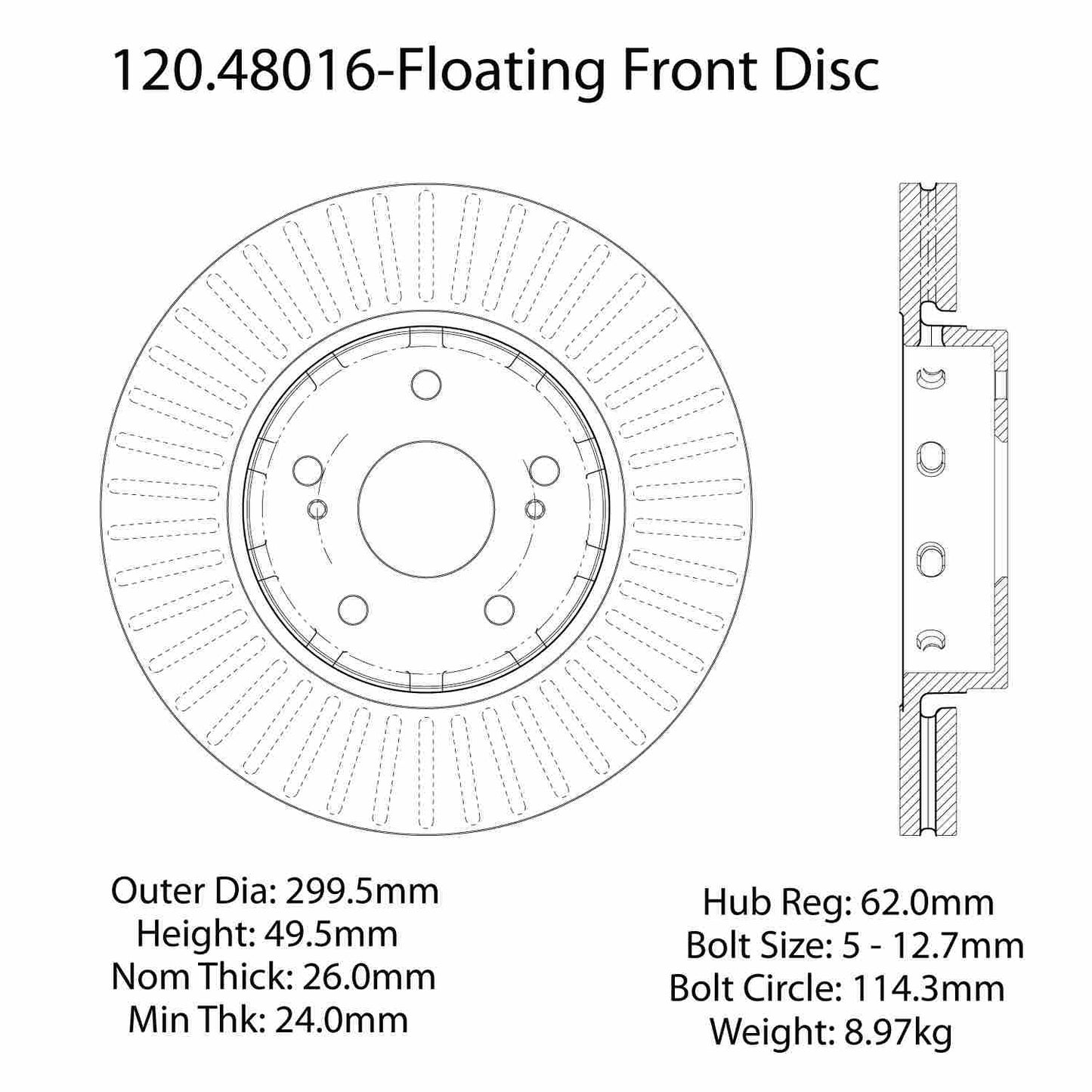 Centric Parts Disc Brake Rotor Premium with Electrocoating for 2010-2013 Suzuki Kizashi 120.48016