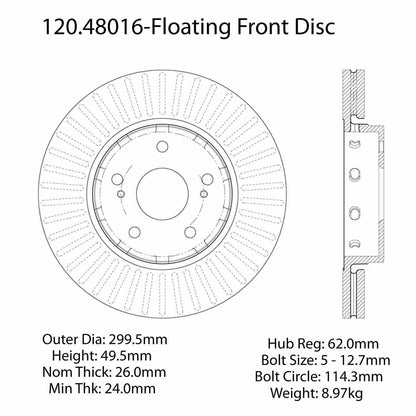 Stoptech Centric Performance Brake Rotor 120.48016