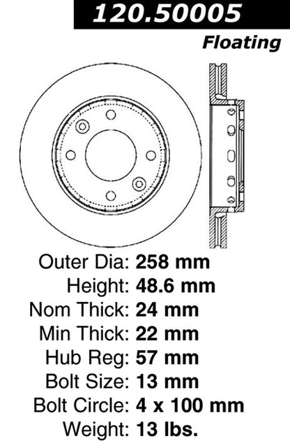 Centric Parts Disc Brake Rotor Premium with Electrocoating for 2001-2003 Kia Sephia 120.50005