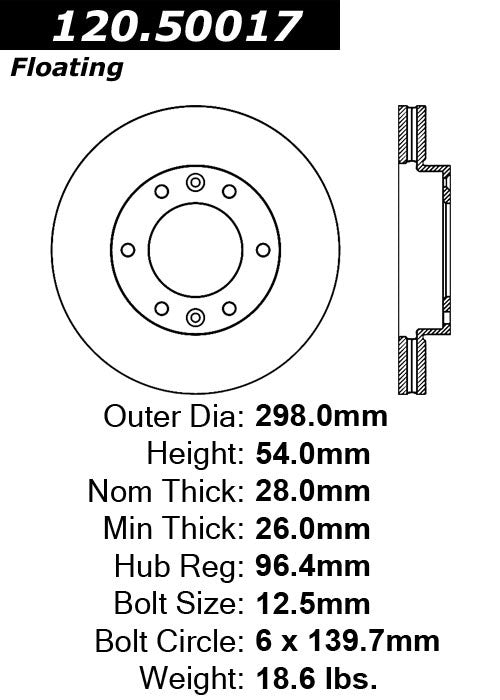 Stoptech Centric Performance Brake Rotor 120.50017