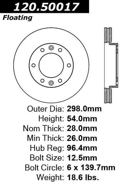 Stoptech Centric Performance Brake Rotor 120.50017