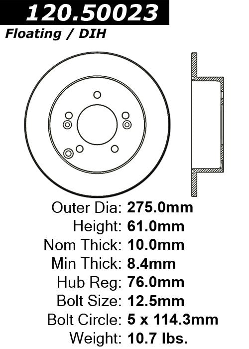 Stoptech Centric Performance Brake Rotor 120.50023