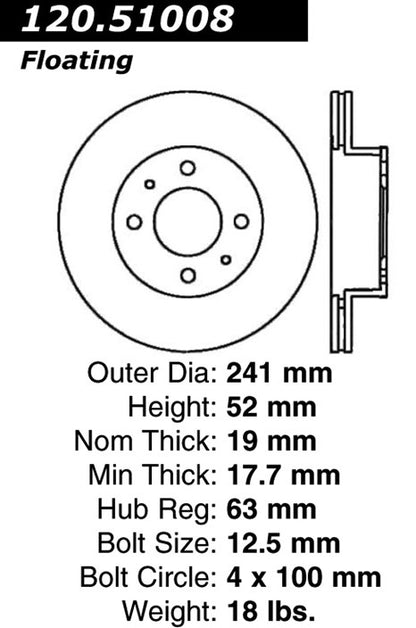 Stoptech Centric Performance Brake Rotor 120.51008