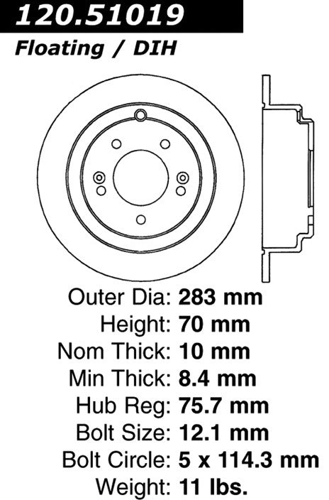 Centric Parts Disc Brake Rotor with E-Coat Anti‑Corrosion Finish for 120.51019
