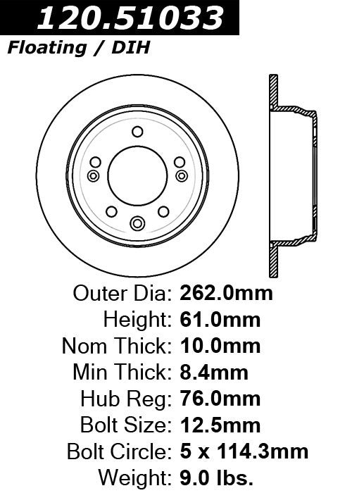 Stoptech Centric Performance Brake Rotor 120.51033