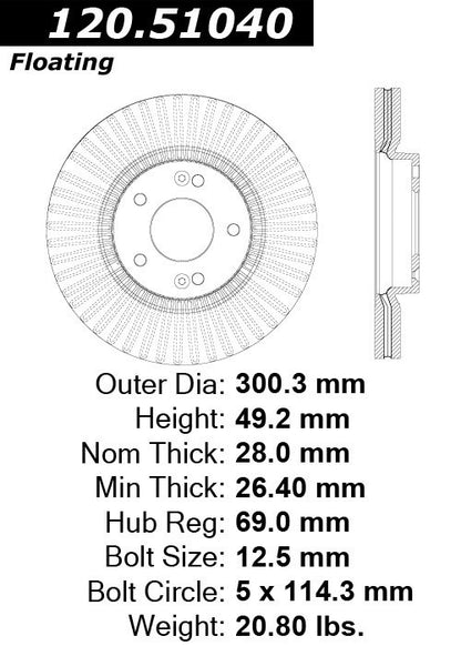 Stoptech Centric Performance Brake Rotor 120.51040