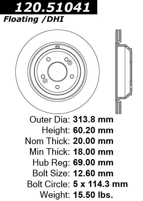 Centric Parts Disc Brake Rotor 120.51041