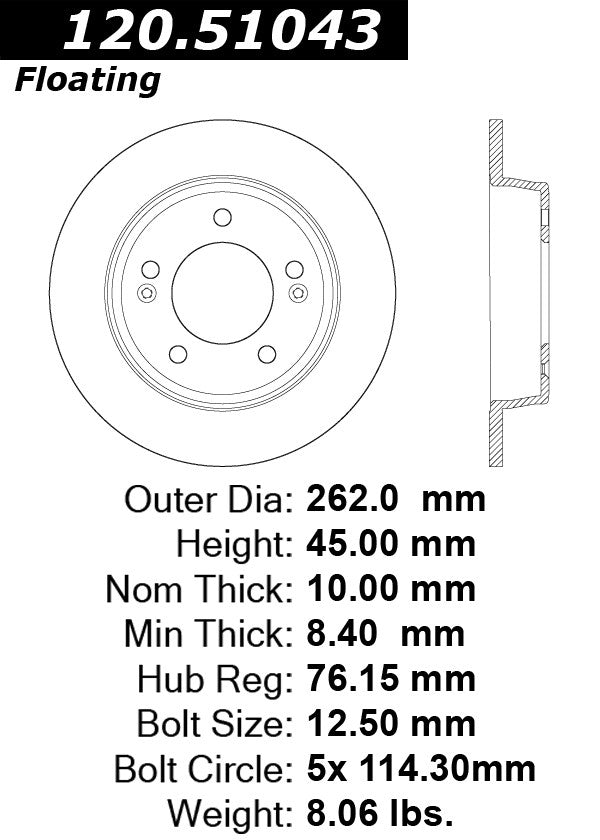 Stoptech Centric Performance Brake Rotor 120.51043