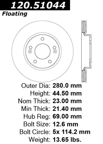 Stoptech Centric Performance Brake Rotor 120.51044