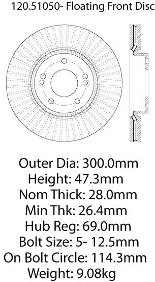 Stoptech Centric Performance Brake Rotor 120.51050
