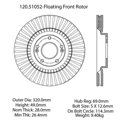 Centric Parts Disc Brake Rotor with E-Coat 120.51052