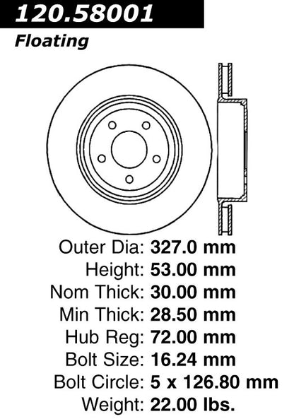Stoptech Centric 06-10 Jeep Commander Front Performance Rotor 120.58001