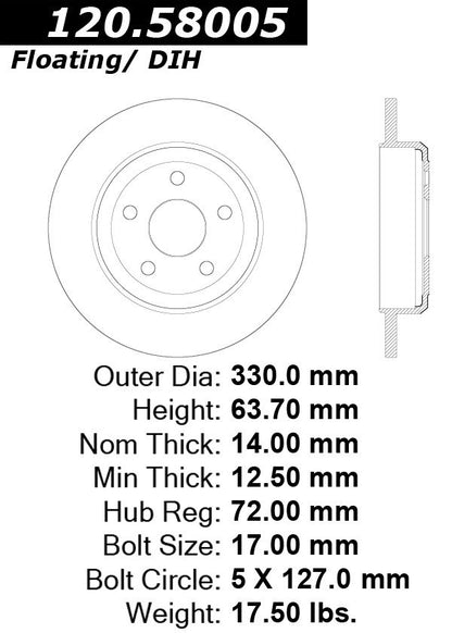 Stoptech Centric Performance Brake Rotor 11-15 Jeep Grand Cherokee (Exludes SRT8) 120.58005