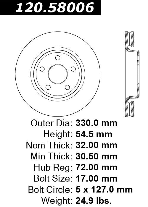 Centric Parts Disc Brake Rotor with E-Coat 120.58006