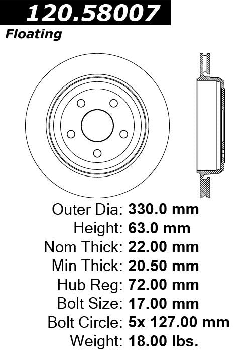 Stoptech Centric Performance Brake Rotor 11-15 Jeep Grand Cherokee (Excludes SRT8) 120.58007