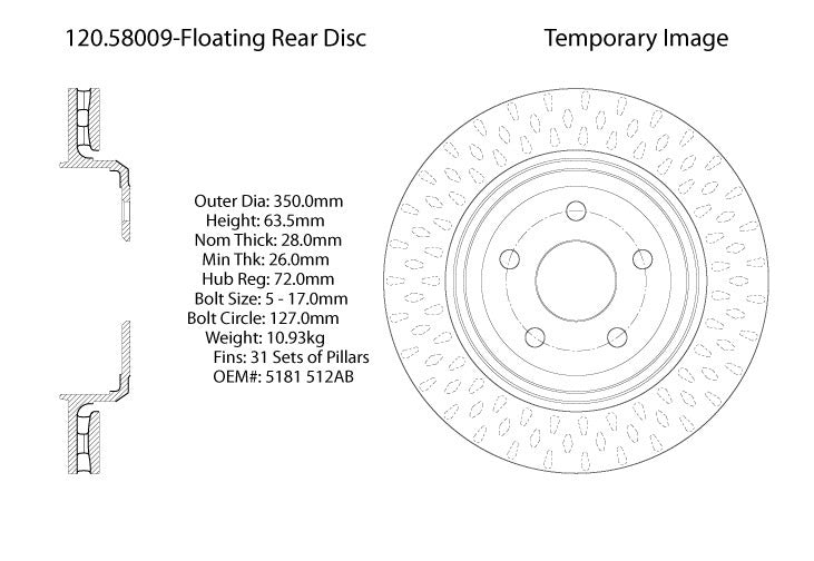 Stoptech Centric Performance Rear Brake Rotor 12-13 Jeep Grand Cherokee SRT8 120.58009
