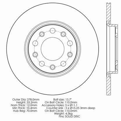 Centric Parts Disc Brake Rotor with Electrocoating finish 120.58013
