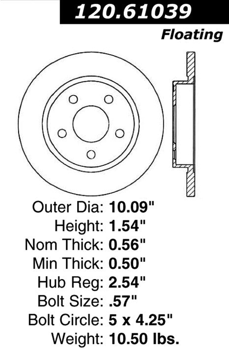 Stoptech Centric Performance Brake Rotor 120.61039