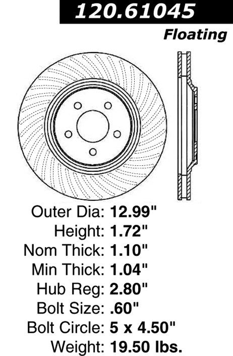 Centric Parts Disc Brake Rotor with Electrocoating Finish for 120.61045