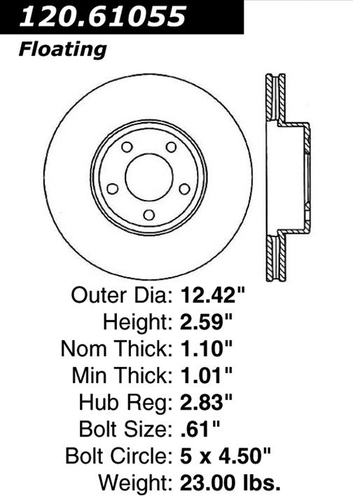 Centric Parts Disc Brake Rotor with Electrocoating finish 120.61055