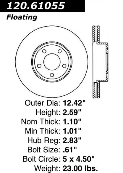Stoptech Centric Performance Brake Rotor 120.61055