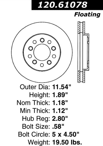 Centric Parts Disc Brake Rotor Premium with E-Coat for 2004-2007 Ford Freestar Mercury Monterey 120.61078