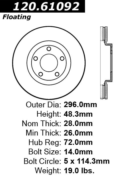 Stoptech Centric Performance Brake Rotor 120.61092