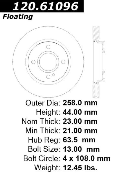 Stoptech Centric Performance Brake Rotor 120.61096