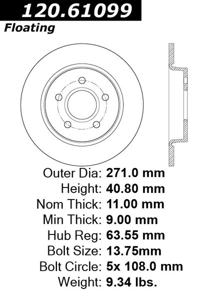 Stoptech Centric Performance Brake Rotor 120.61099