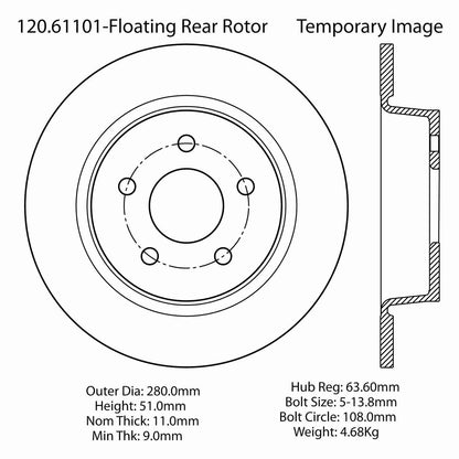 Centric Parts Disc Brake Rotor Premium with E-Coat for 2013-2018 Ford C-Max Escape Transit Connect 120.61101