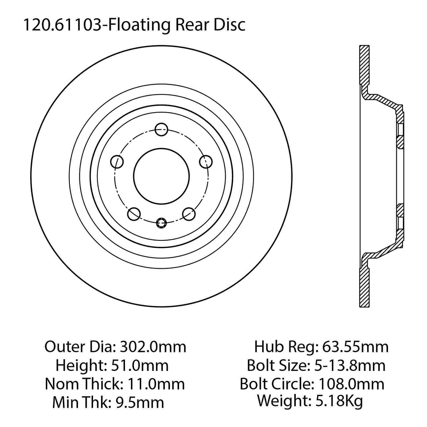 Centric Parts Disc Brake Rotor Premium with E-Coat for 2013-2018 Ford Fusion 2013-2016 Lincoln MKZ 120.61103